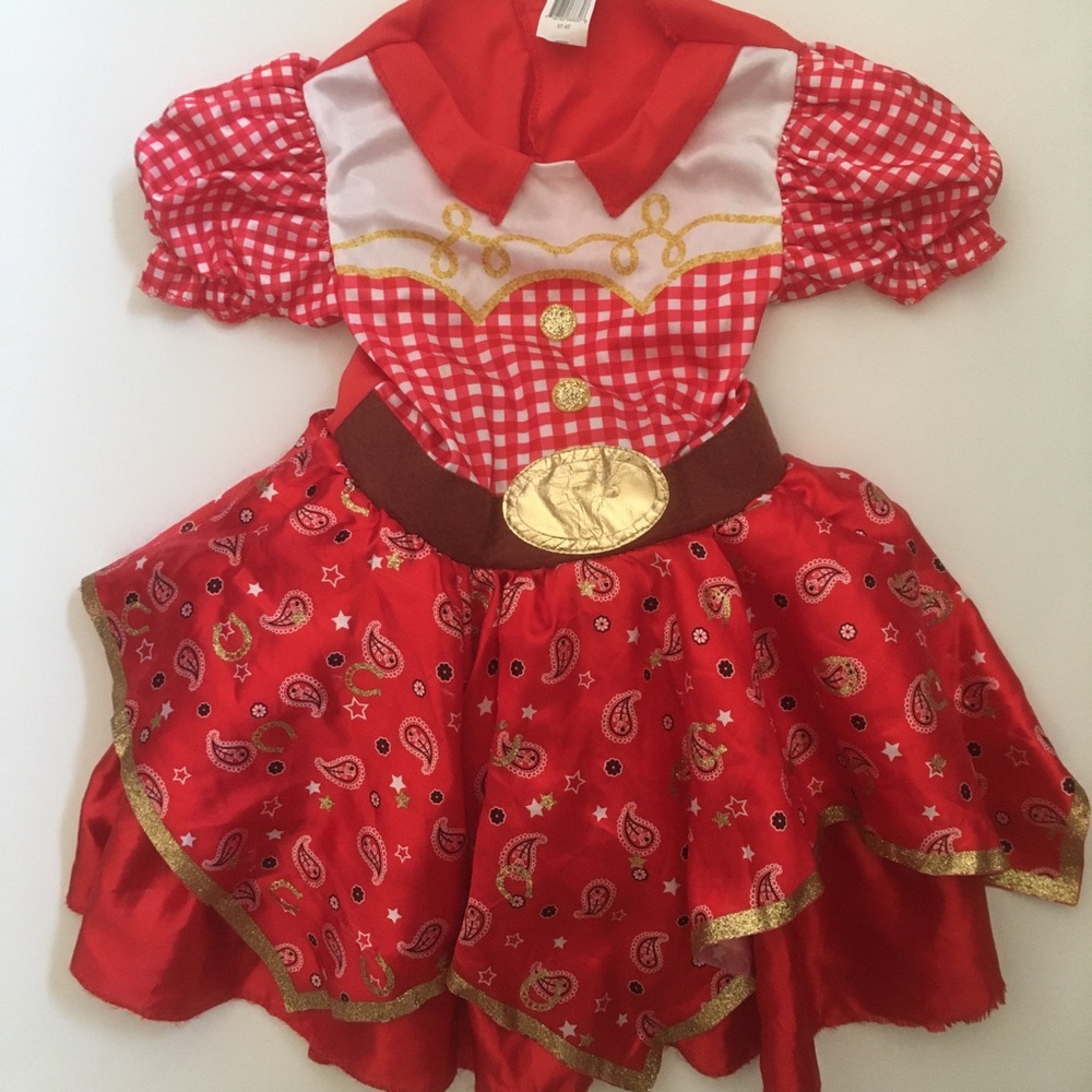 Girls (3T-4T) Cowgirl Western Costume Dress Halloween or Dress Up Play Red